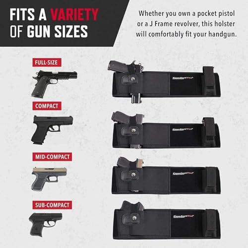 Belly Band Holster for Men and Women - Gun Holster by ComfortTac, Fits Smith and Wesson, Shield, Glock 19, 17, 42, 43, P238, Ruger LCP, and Similar Guns for Most Pistols and Revolvers3