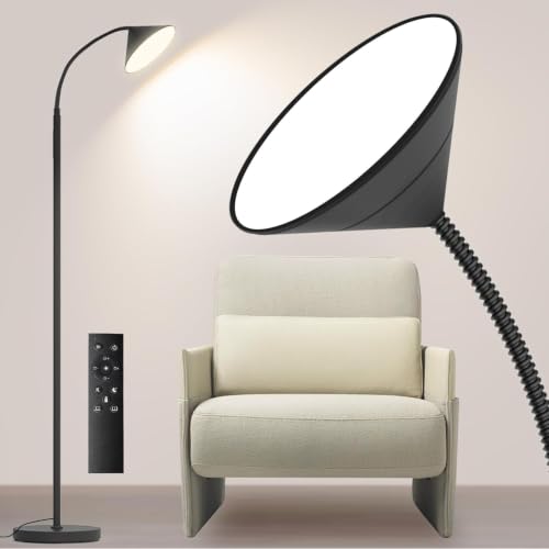 Image of Dimmable LED Floor Lamp, Super Bright Reading Lamps Floor Standing lamp with Remote & Touch Control, Stepless Dimming & 2700K-6500K Color Temperature, for Living Room Bedroom Office, Matte Black