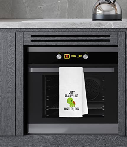 Fulsoe I Just Really Like Turtles Ok Kitchen Towels Dishcloths 24"X16",Marine Life Farmhouse Ocean Animal Sea Turtle Beach Towels Bath Towels Hand Towels,Gifts For Turtle Lovers Women Girls #TOP1