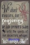 We Don’t Measure Our Seasoning Crawfish Tin Sign – Rustic 8x12 Inch Metal Wall Art for Cajun Kitchen, Seafood Shack, BBQ Area, or Southern Home Decor