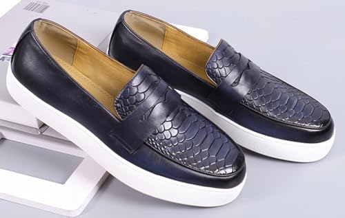 Santimon Men's Slip-On Dress & Casual Penny Loafers– Premium Lightweight Python-Embossed Genuine Leather Shoes with Breathable Lining, Ideal for Business, Office, Weddings & Everyday Wear3