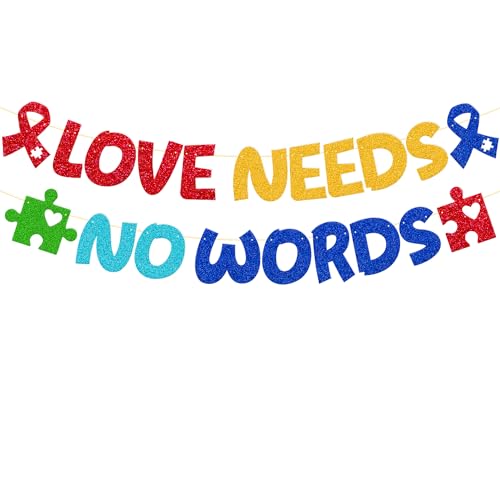Love Needs No Words Banner Autism Acceptance Month Decoration Autistic