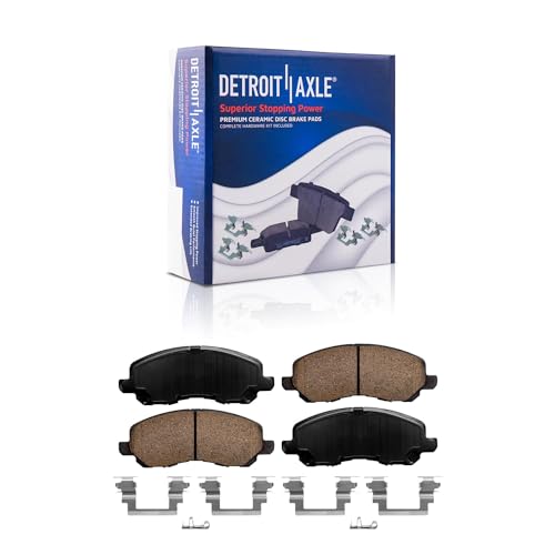 Image of Detroit Axle - Brake Kit for 2008-2016 Mitsubishi Lancer 2007-2010 2012 Dodge Caliber Drilled and Slotted Brake Rotors Ceramic Brakes Pads Replacement: 10.87 inch inch Front and 10.31 inch inch Rear Rotors
