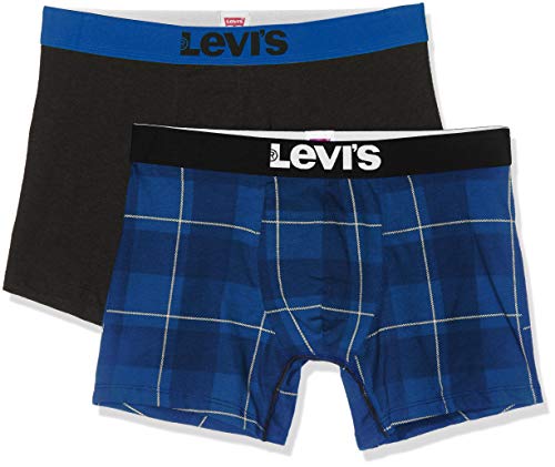 Levi's Levis Tartan AOP Boxer Brief 2p Bañador, Azul (Sodalite Blue 261), Small (Talla del Fabricante: 010) (Pack de 2) para Hombre