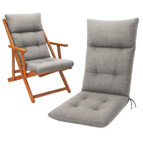 HAND Cuscino Ricambio per Poltrona Relax Harmony – Cuscino Sedia Sdraio 110x45x5 cm – Imbottito, con Elastico e Laccetti – Compatibile Sedie Legno Ferro PVC (Antracite, 110x45)