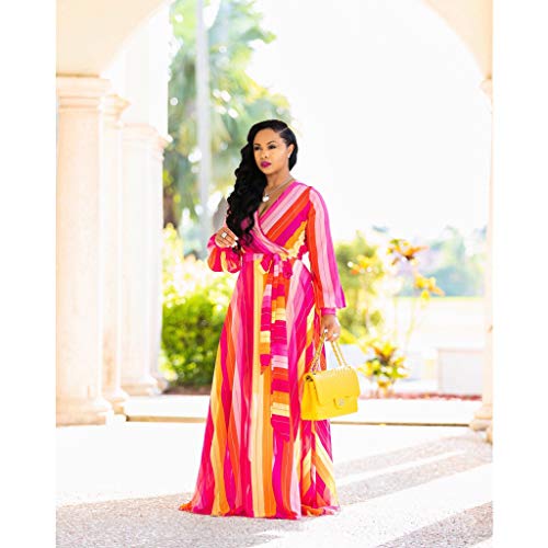 Image of Nuofengkudu Womens Chiffon Deep V-Neck Maxi Dress Summer Boho Dresses(S-5XL)