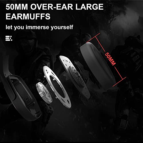 Anivia MH602 Gaming Headset for PC PS5 PS4 Nintendo Xbox One Mac Laptop, Wired Stereo Over-Ear Headphones with Noise Cancelling Mic, Soft Memory Earmuffs for Adults & Kids, Black-Red