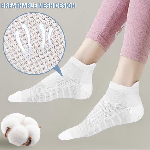 6 Pairs Ankle No Show Running Hiking Athletic Socks for Men Women Sport Cushioned White Grey Socks3