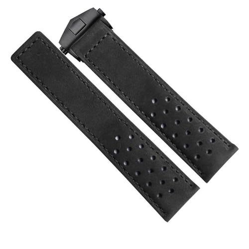 Bracelet de montre cuir de vache véritable interchangeable avec boucle déployante sécurisée