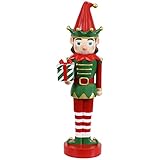 Sunnydaze Jingles The Elf 17-Inch Indoor Christmas Nutcracker Statue - Hand-Painted Polyresin Construction