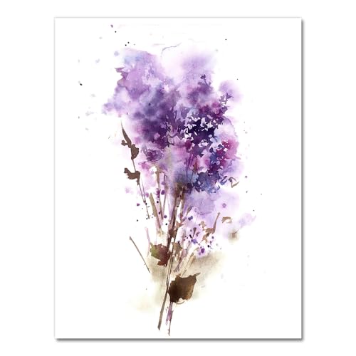 Tableau abstrait botanique fleurs violettes deco chambre moderne 40x50