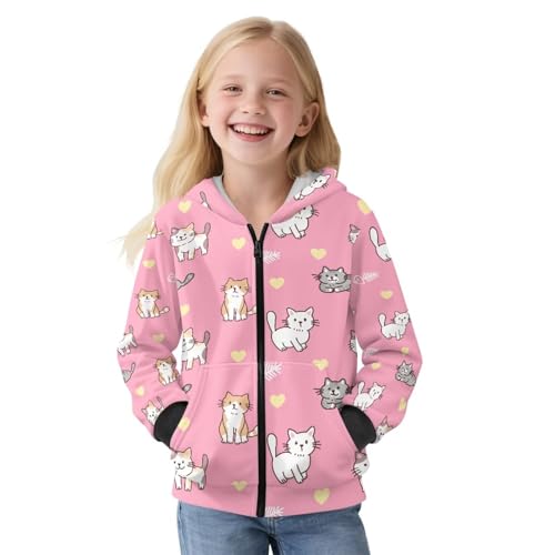 Girls Oversized Full Zip Hoodie Casual Long Sleeve Sweatshirts for Kids Winter Jackets with Pockets 6-16