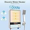Scaldaacqua elettronico istantaneo, scaldabagno elettrico con doccetta e display LCD, temperatura operativa 30-55°C, per doccia, bagno, 18,6x5,7x27,7 cm, bianco