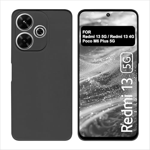 Image of SBMS Silicone Back Cover Case for Redmi 13 5G / Poco M6 Plus 5G / Redmi 13 4G | Soft Micro-Fibre Lining Inside | Camera Protection Bump | Shockproof Back Cover Case for Redmi 13 5G (Black)