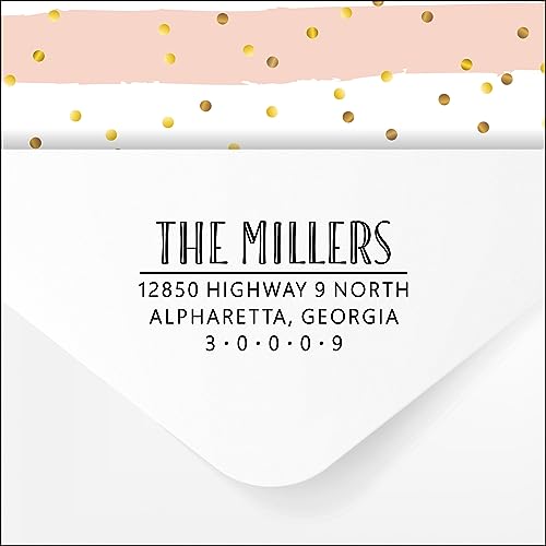 PrettySweetParty Address Stamp - Self Inking, Pre-Inked with Black Ink - Custom, Personalized Rubber Stamp with Black Ink