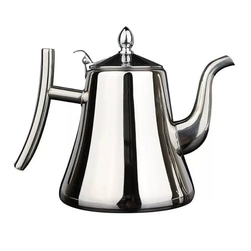 Kitchen Essential - Tetera de acero inoxidable con mango cómodo y diseño fácil de preparar, apta para inducción (1,5 L, plateado)