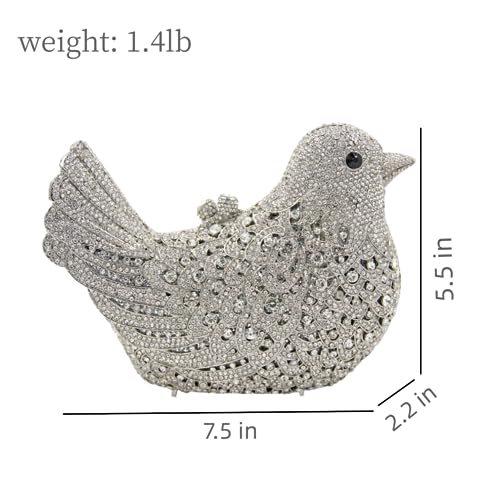 Image of Rhinestone Bird Clutch Purse Women's Full Crystal Evening Bag for Wedding Party Handbag