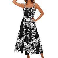 wadyob Women's Boho Beach Dresses 2025 Summer Sleeveless Spaghetti Strap Sundress High Waist Smocked Tiered Maxi Dress