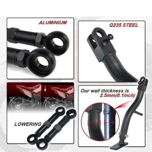 Béquille latérale réglable en hauteur et biellettes de suspension pour moto KLR 650 - 4