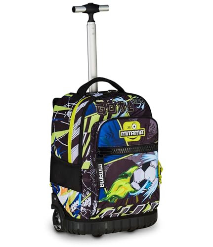 Mitama Trolley Scuola Run Maxi MANGABALL, Nero, Doppio Scomparto, Tasca Frontale, 2 Tasche Laterali, Scuola Elementare e Tempo Libero, Bambino