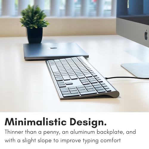 Macally Ultra-Slim USB Wired Computer Keyboard - Works Great as Both a Windows or Wired Mac Keyboard - Compatible Full Size Apple Keyboard with Numeric Keypad for Mac mini, iMac, MacBook - Space Gray