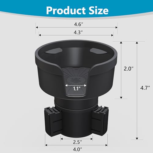 Seven Sparta Mug Holder Expander for Coffee Cups, Offset Adjustable Base Fits Yeti 10/14oz & Giant Travel Mugs (3.5"-4.0"), Secures Oversized Drinkware, 1 Pack