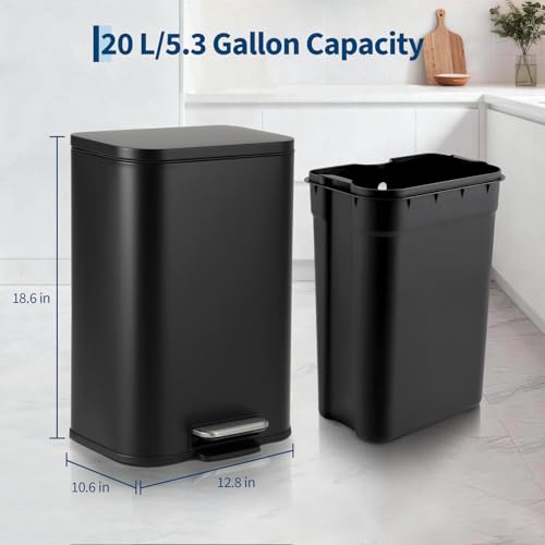 Caneca de basura rectangular 20L acero inoxidable negro miniatura 5