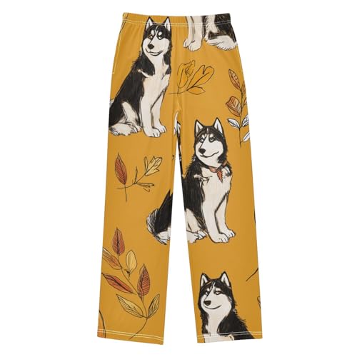 Autumn Husky Boys Long Pants Soft Trousers Elastic Waist Kids Lounge Bottoms with Pockets S-XL