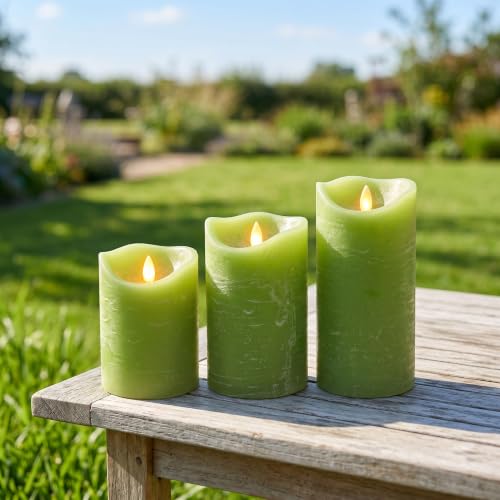 Velas LED sin llama seguras para niños y mascotas decorativas a pilas verde