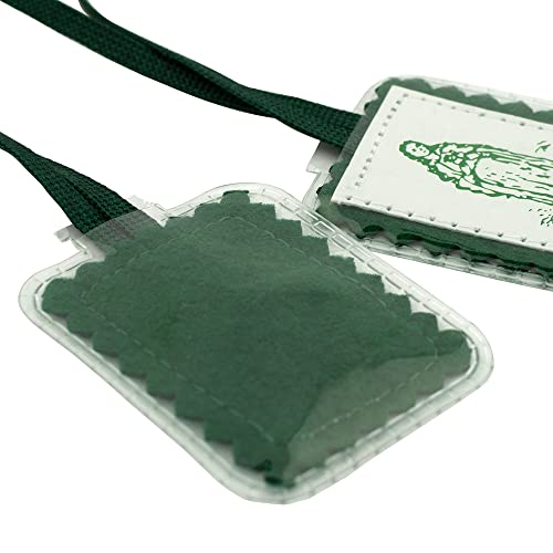 VILLAGE GIFT IMPORTERS Assorted Economy Scapulars | 100% Cloth Wool | 14 Different Scapular Necklaces | Affordable and Authentic | Christian Jewelry (Economy Green Scapular)3