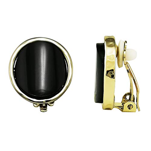 Simple Fashion Acrylic Circle Black Resin Clip-On Earrings For Women Girls No Piercing #TOP30