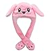 Yixda Divertido gorro de peluche con orejas de perro Conejo rosa. Talla única