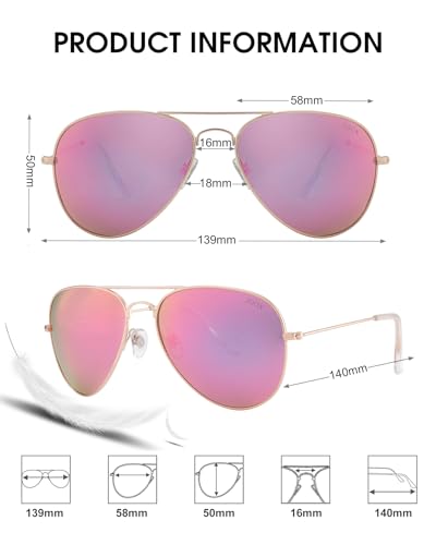 Image of Joox Aviator Sunglasses for Men Women,Polarized UV 400 Protection Lens with Metal Pilot Frame Unisex