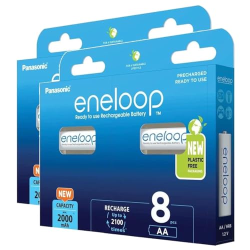 Panasonic Eneloop 2 X 8 Batterie Ricaricabili Ni-Mh Mignon Aa 2000 Mah, Bk-3Mcde/8Be