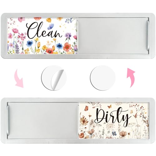 Cosmisun Wildflower Clean Dirty Magnet for Dishwasher Magnetic Sign