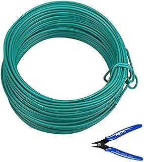SUNYOK Garden Wire Coil, 2mm x 82feet Plastic Coated Garden Wire Green Garden Wire Coil Heavy Duty Garden Wire Coil Soft Plant Twisty Ties for Climbing Plants Tree Support