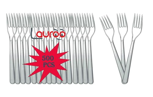 Plastikgabel LUX Mehrweg Dessertgabeln Plastikbesteck - Transparent 500 Stück