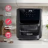 Frigidaire 5-in-1 Air Fryer Combo Oven with Viewing Window, Large 12.6 QT Capacity, Digital Display, 5 Cooking Modes, 7 Recipe Presets, Automatic Shake Reminder, PFAS-Free Cooking Surfaces, Black