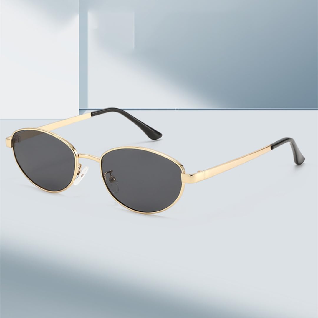 Gafas de sol de metal con diseño de ojo de gato para mujer, gafas de moda UV400, lentes azules transparentes, para exteriores, punk, hombres (negro-negro)
