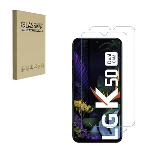 HYGMOCC Protector de pantalla para LG K50 / LG K50 2019 Película protectora de vidrio templado HD 9H Dureza Estuche Amigable Fácil instalación Anti arañazos Libre de burbujas (2 piezas)