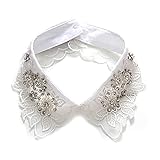 Temporada: toda la temporada Cuello falso Escote Collares desmontables Encaje Mujeres Collares elegantes Collarband Banda para el cuello Apliques de doble capa Volantes-2