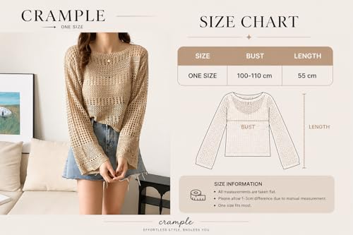 Image of CRAMPLEWomen Short Openwork Sunscreen Knitted Pullover Women Summer Seaside Resort Loose Design Sense Long-Sleeve Sweater Top