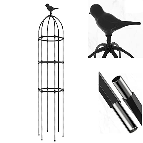 NWHJ Groß Rankhilfe Obelisk Höhe 180cm, 230cm,280cm,330cm, Schwarz Rankobelisk Rost-geschützte Garten Rosen Säule Rankturm