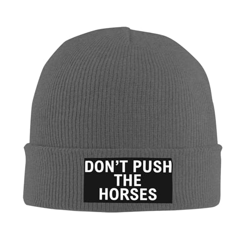 Don't Push The Horses Knit Hats Beanie Hat for Men Women Fashion Warm Winter Ski Cap Deep Heather