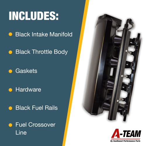 A-Team Performance - Intake Manifold 102Mm Throttle Body Sheet Metal Fabricated - Compatible With Chevrolet Gmc Pontiac Ls Ls1 Ls2 Ls6 Efi Black #TOP6