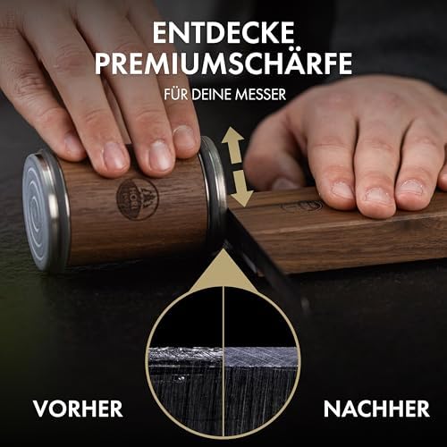 HORL 2 Nussbaum Messerschärfer - Küchenmesserschärfer für rasiermesserscharfe Klingen - Ideal für professionelle Küchenm