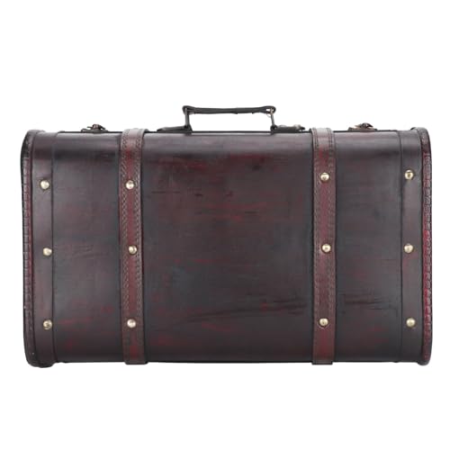 Gonetre Portable Antique Suitcase Wooden Case Photography Props Craft Decoration Box Ornament3
