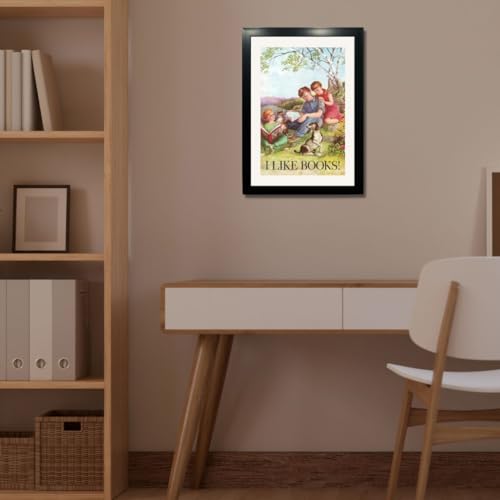 Image of Kagaz Kala - Motivational Funny Quotes - Book Readers Quotes Framed Wall Art Prints Painting Posters - Digital Vintage Posters Print, A4 Synthetic Frame (I like books)