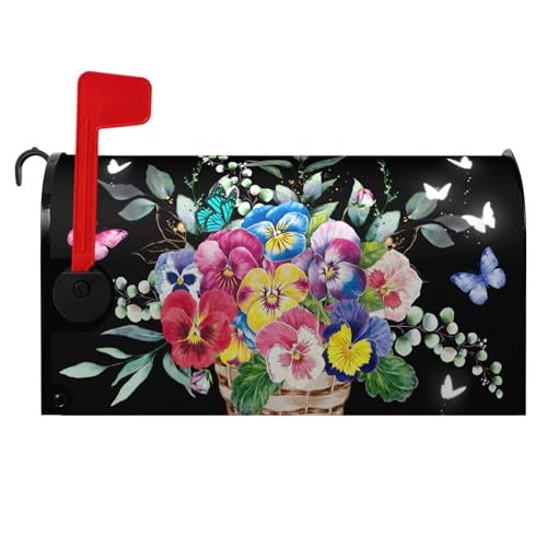 Dacawin Summer Flower Mailbox Covers Magnetic Pansy Floral Mailbox Post