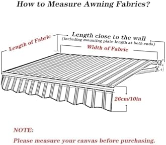 ILOOXI Patio Awning Retractable Fabric, Awning Replacement Fabric Sun Shade Shelter, Waterproof Sun Shade Awning Cover, Polyester Outdoor Canopy, Various Size Options ﻿ ﻿(6.5x5ft/200x150cm)